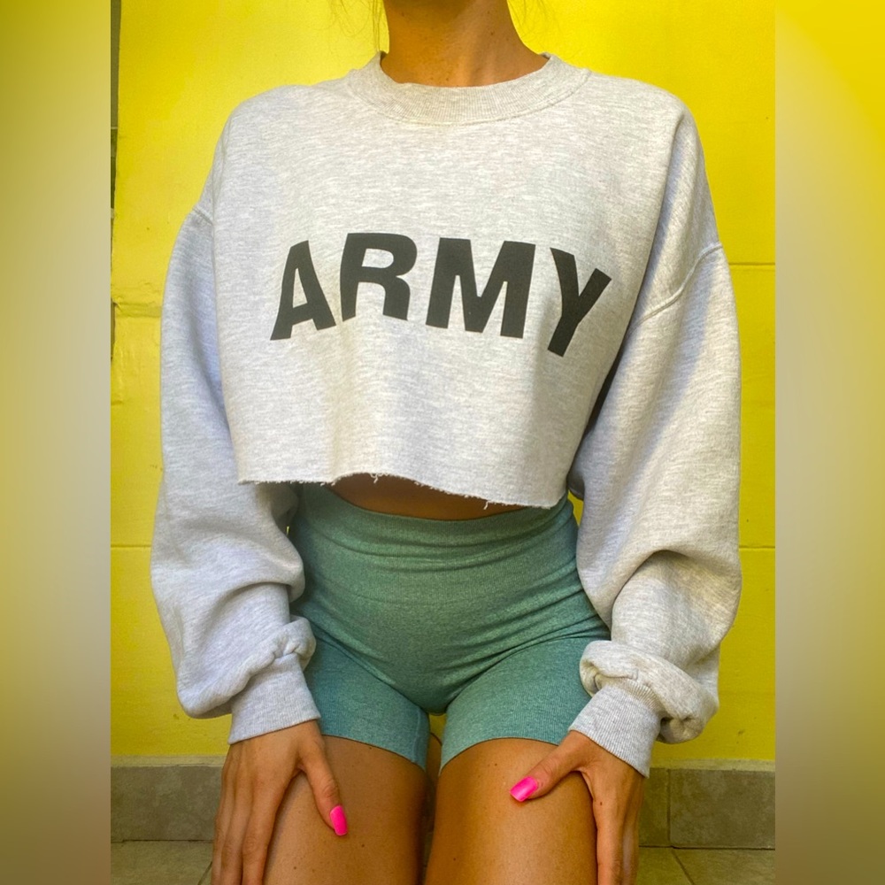 CUSTOM CROPPED ARMY CREWNECK